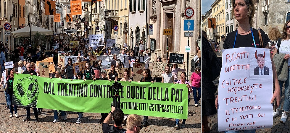 “Orsi liberi, Fugatti dimettiti”: la contro-manifestazione a Trento a sostegno dei grandi carnivori